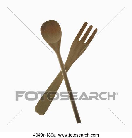 Stock Image - Close-up of a wooden fork and a spoon. Fotosearch