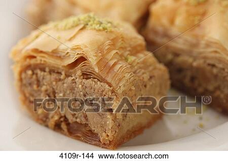 Close-up of baklava on a plate View Large Photo Image Picture - Close-up of baklava on a plate. Fotosearch