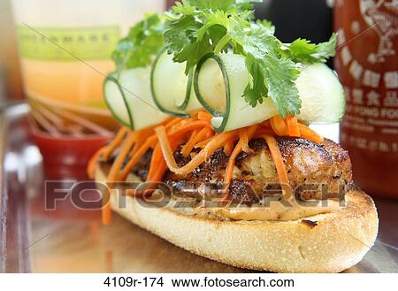 Close-up of Banh mi the open faced Vietnamese sandwich View Large Photo Image Picture - Close-up of Banh mi the open faced Vietnamese sandwich. Fotosearch