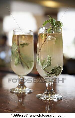 Stock Photo - Close-up of glasses of Mojito. Fotosearch