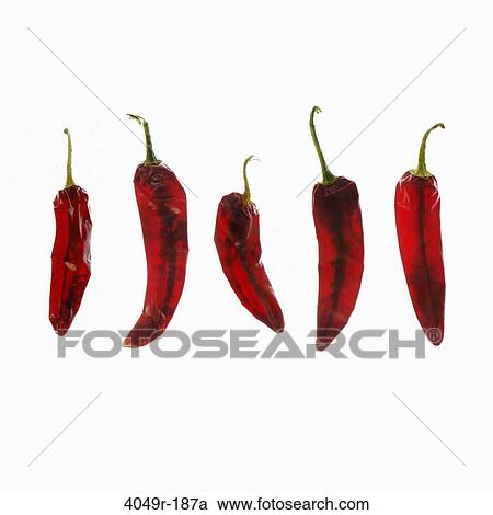 Stock Image - Close-up of red chili peppers. Fotosearch