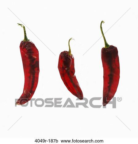 Stock Image - Close-up of red chili peppers. Fotosearch
