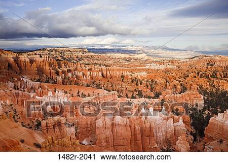 Haute Vue Angle De Formations Grès Point Coucher Soleil Canyon Bryce Parc National Utah Usa Banque Dimage