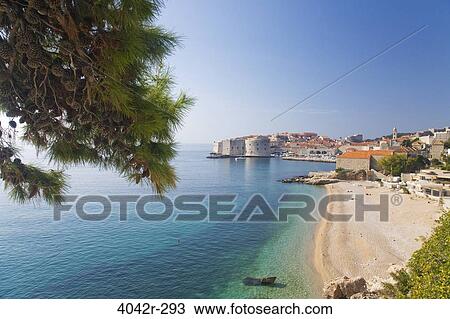 High angle view of a beach, Dubrovnik, Croatia View Large Photo Image Stock Image - High angle view of a beach, Dubrovnik, Croatia. Fotosearch