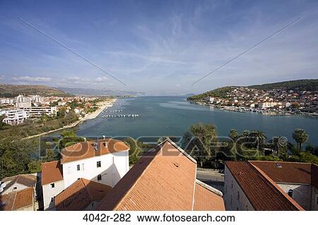 High angle view of a town, Trogir, Split-Dalmatia County, Croatia View Large Photo Image Stock Image - High angle view of a town, Trogir, Split-Dalmatia County, Croatia. Fotosearch