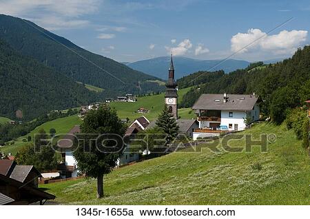 High angle view of a village, San Pietro, Funes Valley, Dolomites, Trentino-Alto-Adige, Italy View Large Photo Image Stock Image - High angle view of a village, San Pietro, Funes Valley, Dolomites, Trentino-Alto-Adige, Italy. Fotosearch