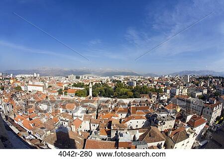 High angle view of an old town, Split, Dalmatia, Croatia View Large Photo Image Stock Image - High angle view of an old town, Split, Dalmatia, Croatia. Fotosearch