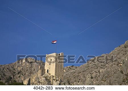 Low angle view of a tower, Mirabella Fortress, Omis, Dalmatia, Croatia View Large Photo Image Stock Image - Low angle view of a tower, Mirabella Fortress, Omis, Dalmatia, Croatia. Fotosearch