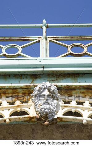 Stock Image - Painted cast iron head on the promenade, Brighton, England. Fotosearch
