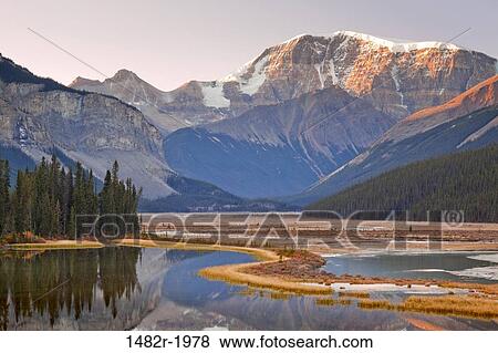 Sunwapta River, Mount Kitchener, Jasper National Park, Alberta, Canada View Large Photo Image Stock Photo - Sunwapta River, Mount Kitchener, Jasper National Park, Alberta, Canada. Fotosearch