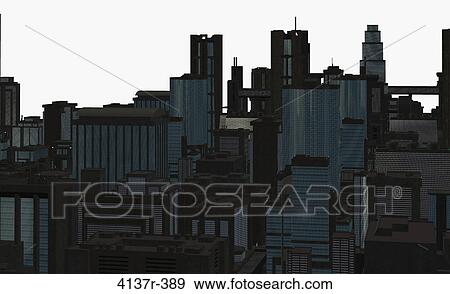 An urban cityscape on a white background View Large Photo Image Stock Photo - An urban cityscape on a white background. Fotosearch