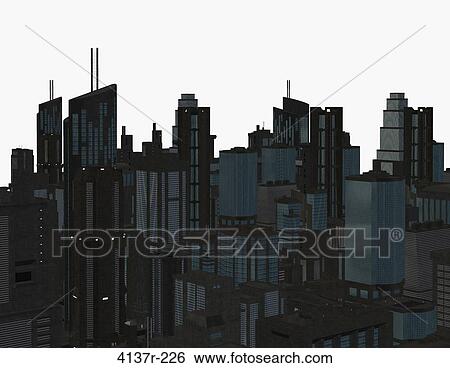 Stock Photograph - An urban cityscape on a white background. Fotosearch