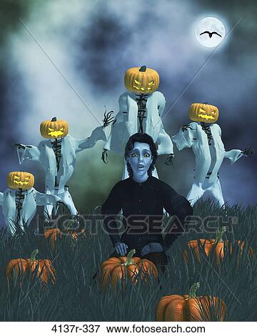 Angry Jack o Lanterns gang up on the kid who angered them. View Large Photo Image Stock Photo - Angry Jack o Lanterns gang up on the kid who angered them.. Fotosearch