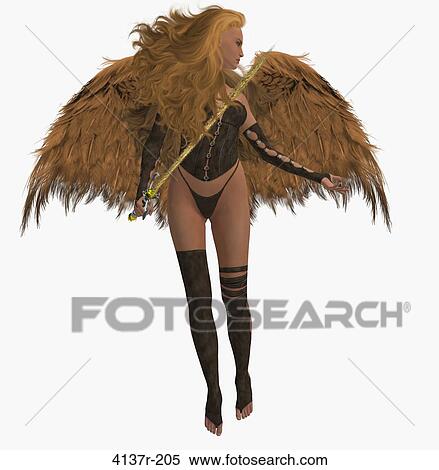 Stock Photography - Arch angel offering help with one hand and a sword in the other. Fotosearch