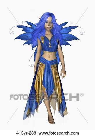 Stock Photo - Blue and yellow fairy standing up. Fotosearch