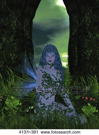 Blue fairy sitting in the forest View Large Photo Image Stock Image - Blue fairy sitting in the forest. Fotosearch