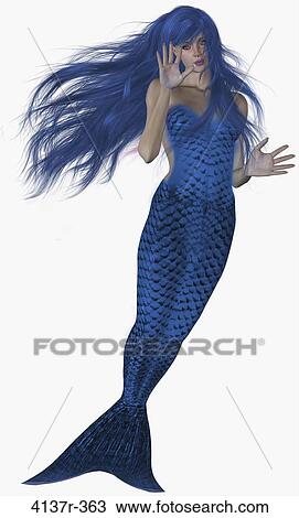 Blue haired and tailed mermaid swimming View Large Photo Image Stock Image - Blue haired and tailed mermaid swimming. Fotosearch