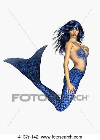 Blue haired, tailed and lip mermaid on a white background View Large Photo Image Stock Image - Blue haired, tailed and lip mermaid on a white background. Fotosearch
