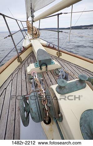 Stock Image - Bow of schooner Suva. Fotosearch