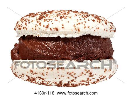 Close up of almond macaroon ice cream sandwich with vegan chocolate sorbet View Large Photo Image Stock Photo - Close up of almond macaroon ice cream sandwich with vegan chocolate sorbet. Fotosearch