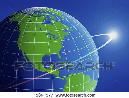 Stock Photo - Close-up of longitude and latitude lines on a globe. Fotosearch