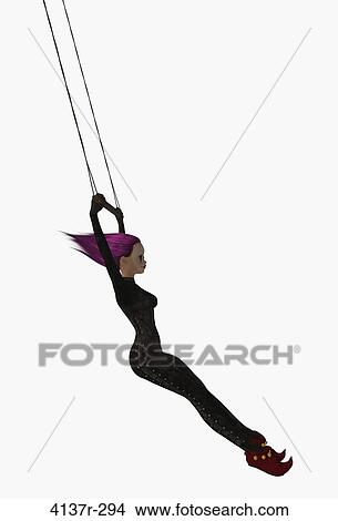 Clown handing on a trapeze on a white background View Large Photo Image Picture - Clown handing on a trapeze on a white background. Fotosearch