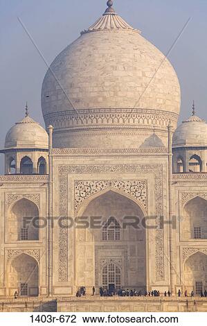 Stock Image - Facade of a mausoleum, Taj Mahal, Agra, Uttar Pradesh, India. Fotosearch