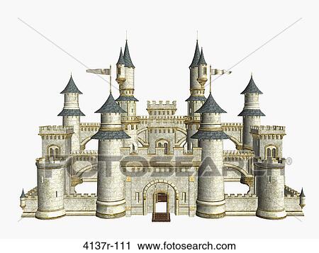 Stock Image - Fairytale story castle on a white background. Fotosearch