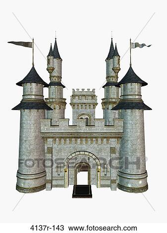 Stock Image - Fairytale story castle on a white background. Fotosearch