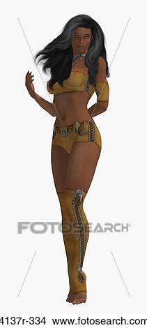 Picture - Female american indian standing up on a white background. Fotosearch
