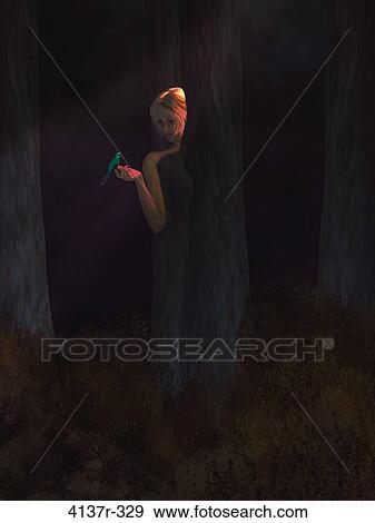 Female forest nymph holding a small bird View Large Photo Image Stock Photo - Female forest nymph holding a small bird. Fotosearch