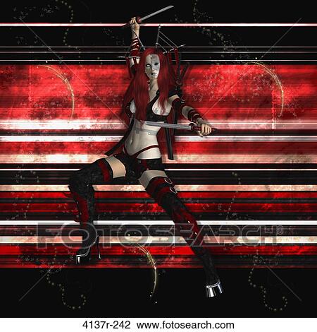 Female samurai in fighting stance ready to fight View Large Photo Image Stock Image - Female samurai in fighting stance ready to fight. Fotosearch