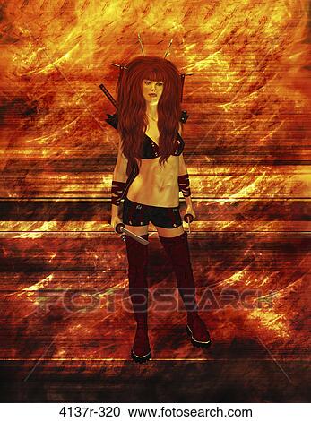 Female samurai warrior standing ready to fight View Large Photo Image Stock Image - Female samurai warrior standing ready to fight. Fotosearch