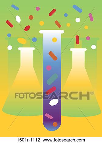 Flasks and test tube filled with various pills, illustration View Large Photo Image Stock Image - Flasks and test tube filled with various pills, illustration. Fotosearch