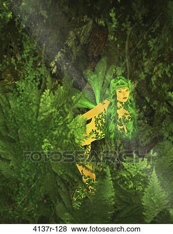 Green fairy standing in the forest View Large Photo Image Stock Photo - Green fairy standing in the forest. Fotosearch