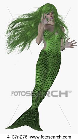Green haired and tailed mermaid swimming View Large Photo Image Stock Photograph - Green haired and tailed mermaid swimming. Fotosearch