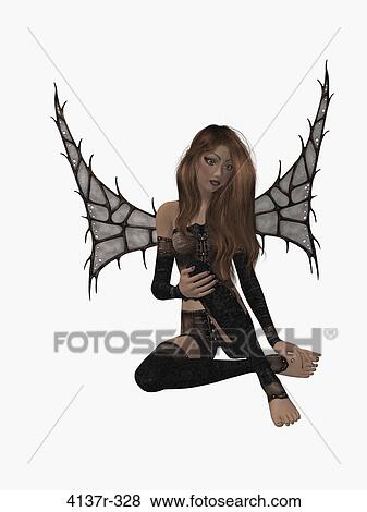 Stock Photo - Guardian fairy of the forest sitting down. Fotosearch