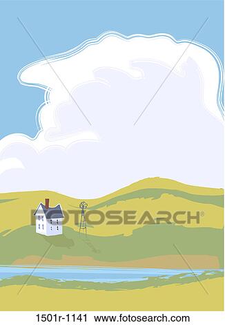 Pastel colored rural scene, illustration View Large Photo Image Stock Image - Pastel colored rural scene, illustration. Fotosearch