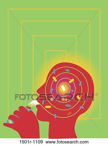 Person taking Mental Pills 3, illustration View Large Photo Image Stock Photo - Person taking Mental Pills 3, illustration. Fotosearch