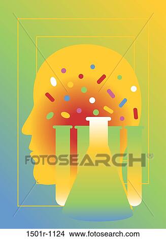 Pills floating above test tubes, men's profile in background, illustration View Large Photo Image Picture - Pills floating above test tubes, men's profile in background, illustration. Fotosearch
