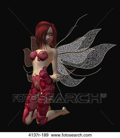 Pink flower fairy kneeling down View Large Photo Image Stock Photo - Pink flower fairy kneeling down. Fotosearch