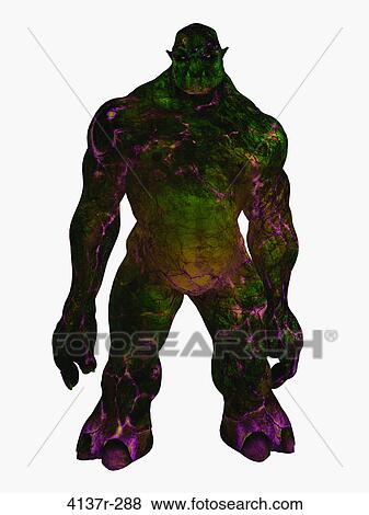 Stock Photo - Purple and green troll standing ready for battle. Fotosearch