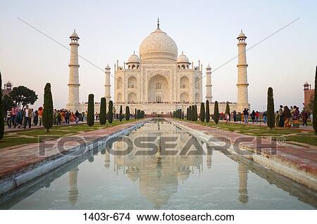 Picture - Reflection of a mausoleum in water, Taj Mahal, Agra, Uttar Pradesh, India. Fotosearch