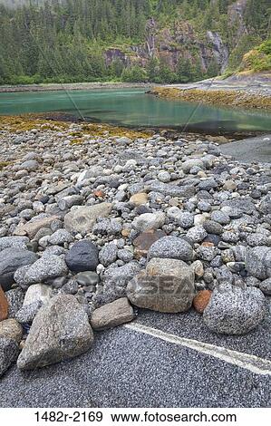 Stock Photo - Rocks on the beach, Endicott Arm, Alaska, USA. Fotosearch