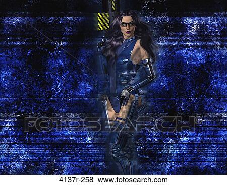 Sci Fi Woman with Rifle ready to fight View Large Photo Image Stock Photo - Sci Fi Woman with Rifle ready to fight. Fotosearch