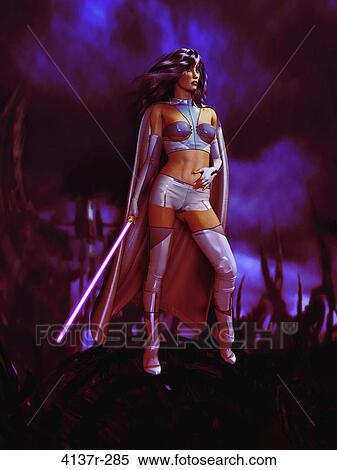 Science fiction woman dressed in battle sci fi outfit holding a sword View Large Photo Image Stock Photography - Science fiction woman dressed in battle sci fi outfit holding a sword. Fotosearch