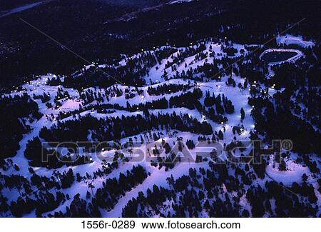 Ski trail in the evening View Large Photo Image Stock Photo - Ski trail in the evening. Fotosearch