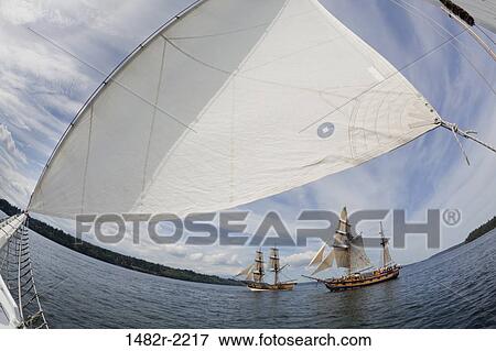 USA, Washington, Brownsville, tall ships: Lady Washington and Hawaiian Cheftain View Large Photo Image Stock Photo - USA, Washington, Brownsville, tall ships: Lady Washington and Hawaiian Cheftain. Fotosearch