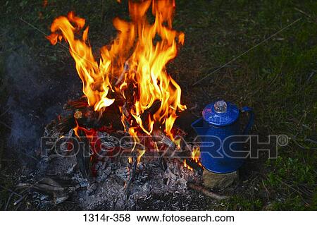 USA, Washington, close up of coffee pot near campfire View Large Photo Image Stock Photo - USA, Washington, close up of coffee pot near campfire. Fotosearch