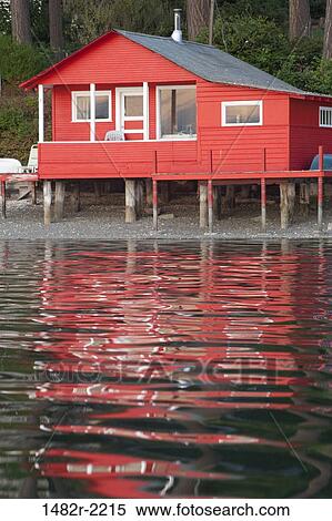 USA, Washington, Poulsbo, beach house View Large Photo Image Stock Photography - USA, Washington, Poulsbo, beach house. Fotosearch